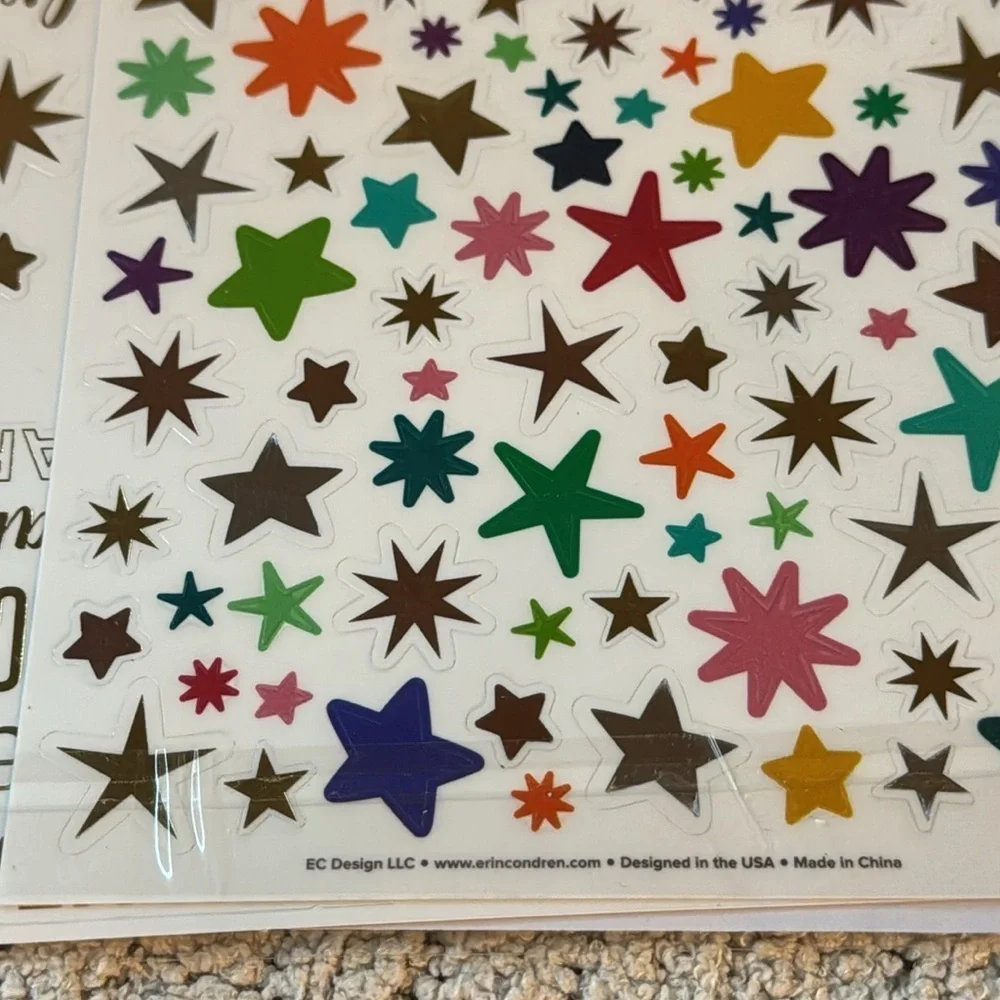 Erin Condren CoilClip Connectors (6) & 3 Sheets Stickers (stars, gift, sayings)